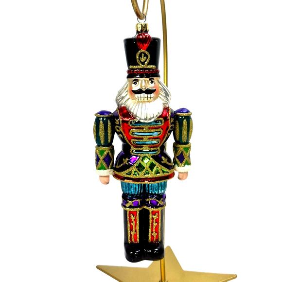 Fitz & Floyd Renaissance Holiday 8" Nutcracker Glass Christmas Tree Ornament - Picture 1 of 7